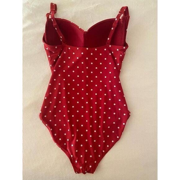 NIPTUCK 10 Joanne Red Polka Dot One-Piece Swimsuit Retro Pin Up slimming - Picture 5 of 9